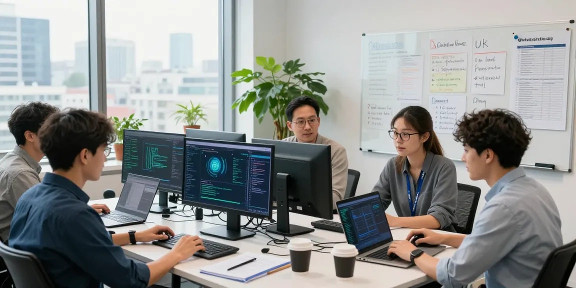 Team discussing cyber essentials UK certification strategies in modern office