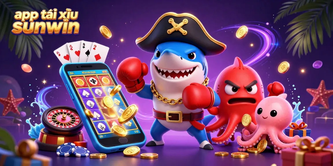 Experience app tài xỉu sunwin with our lively 3D casino cartoon featuring a pirate shark and friends.