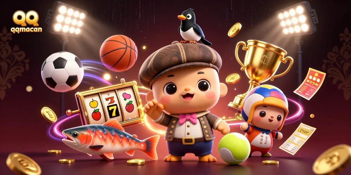 Engage in thrilling gaming action with QQMacan's vibrant slot adventure featuring charming characters and gold coins.
