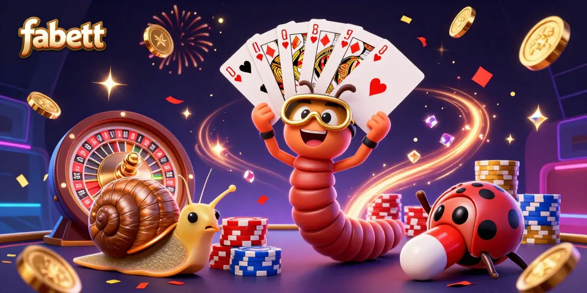 Experience fabett excitement with a whimsical scene of a millipede dealer fanning cards at a vibrant casino.