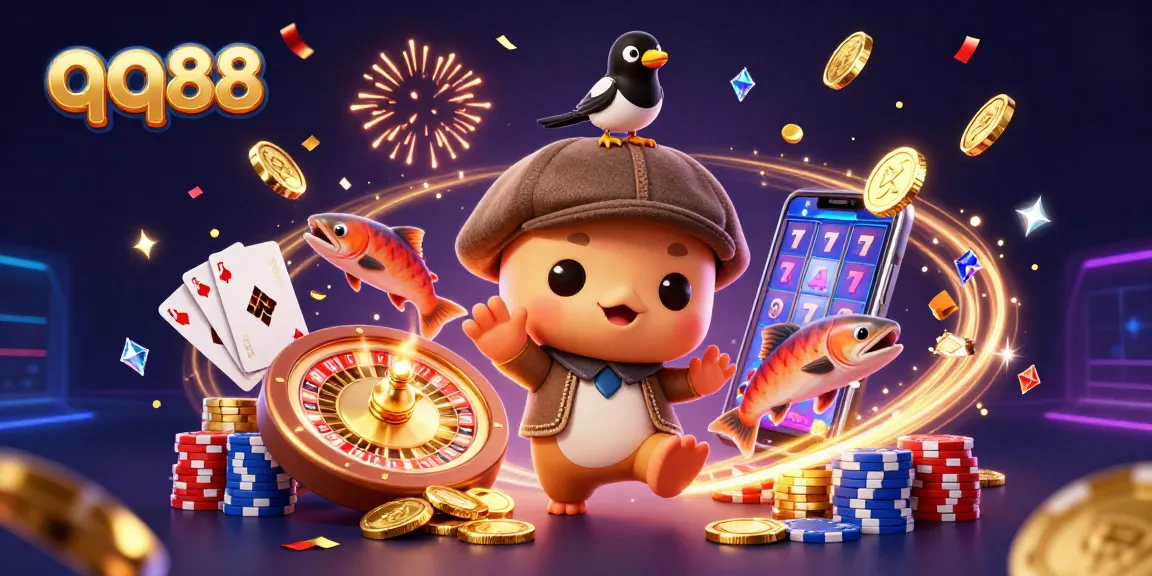 Engage in thrilling play at qq88 with vibrant casino-themed 3D characters and elements.