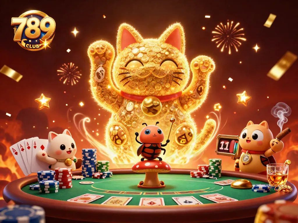 Experience vibrant gaming excitement at 789CLUB with cartoon elements showcasing festive casino scenes.