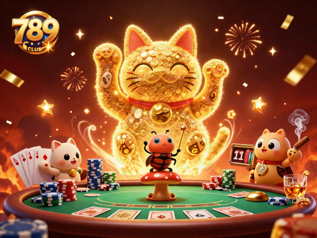 Experience vibrant gaming excitement at 789CLUB with cartoon elements showcasing festive casino scenes.