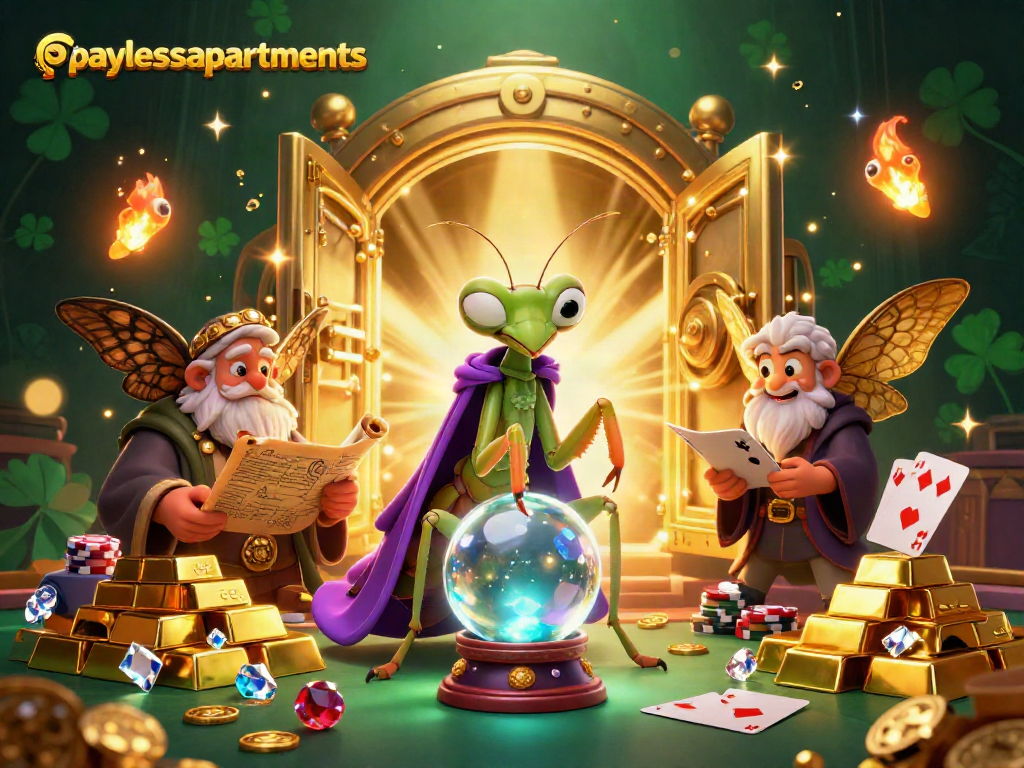 Win big at paylessapartments casino with animated fortune tellers and vibrant gaming symbols.