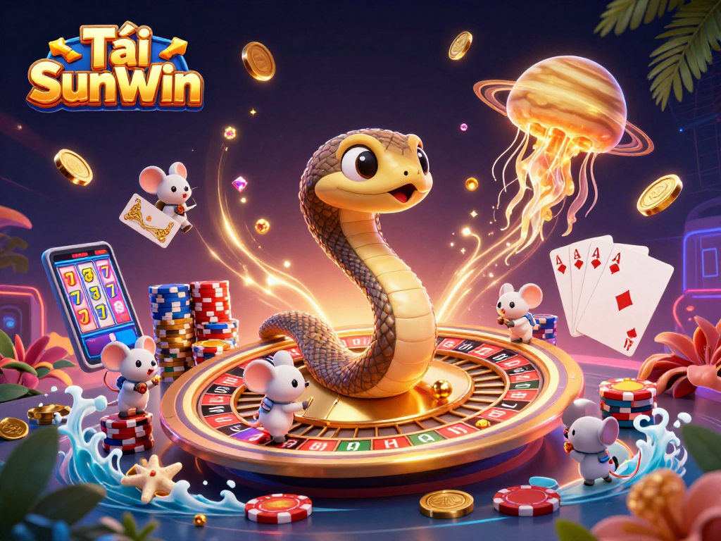 Engage with Tải SunWin's cosmic gaming adventure featuring a roulette wheel with astronaut mice betting.