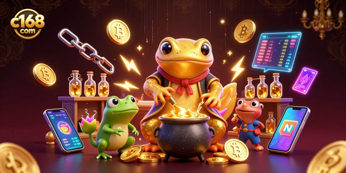 Experience thrilling gameplay with c168 com in this vibrant 3D casino scene featuring alchemists creating gold.