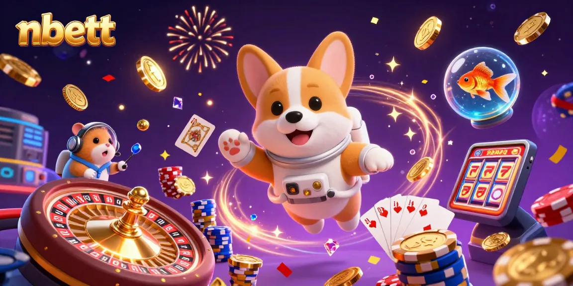 Engage in thrilling gameplay with nbett, featuring a playful astronaut corgi and vibrant casino elements.