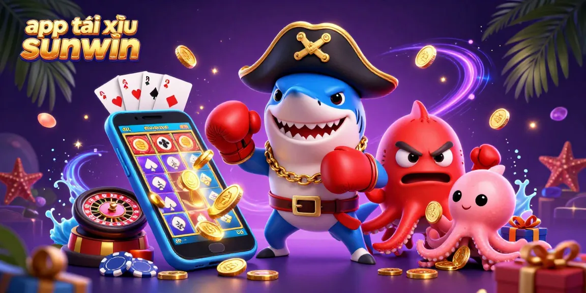 Experience app tài xỉu sunwin with our lively 3D casino cartoon featuring a pirate shark and friends.