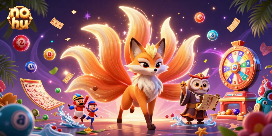 Spin the reels of no hu as colorful balls and golden tickets rain down in this vibrant 3D casino scene.