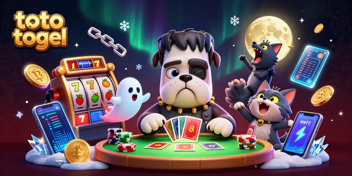 Deal thrilling toto togel cards with a playful bulldog and a ghost mouse in an exciting casino scene.