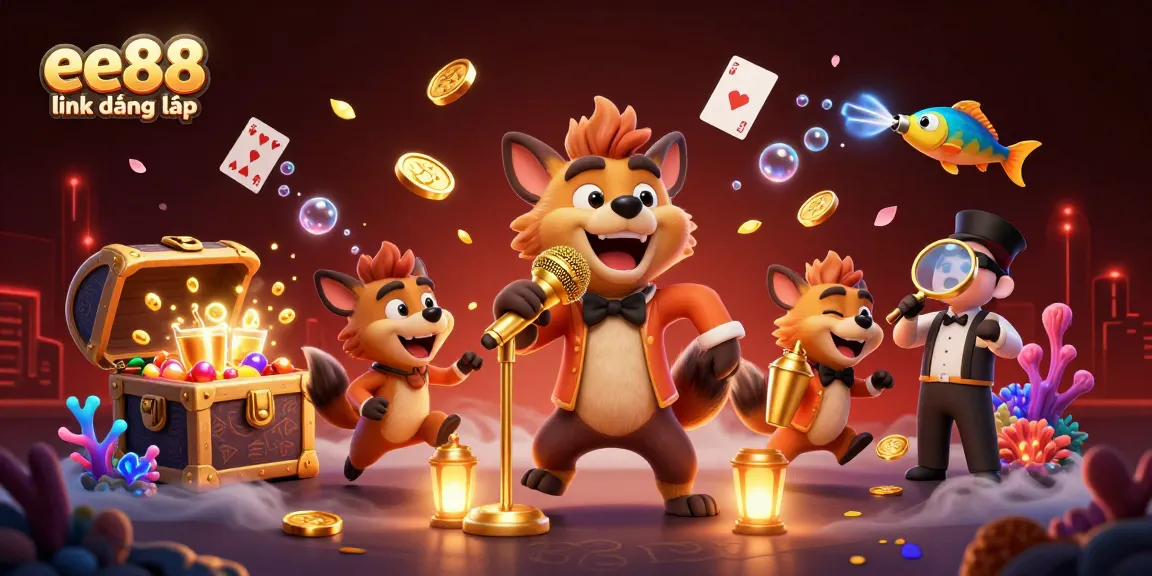 Join the fun with ee88 link đăng nhập at this lively casino scene featuring hyenas in action.