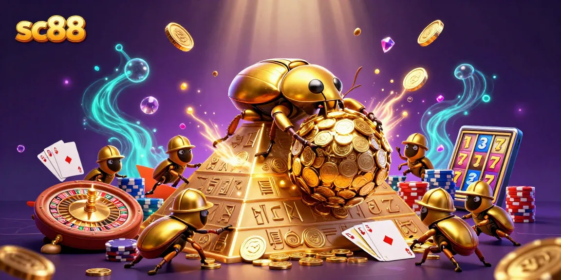Experience the thrill of winning at sc88 with golden coins cascading around a lively 3D casino scene.