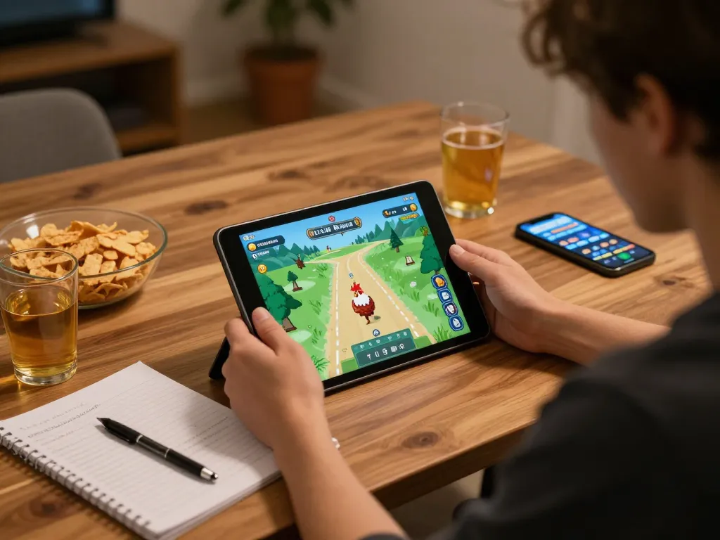 Esperienza di gioco domestico coinvolgente con Chicken Road recensioni su tablet, evidenziando strategia e divertimento.