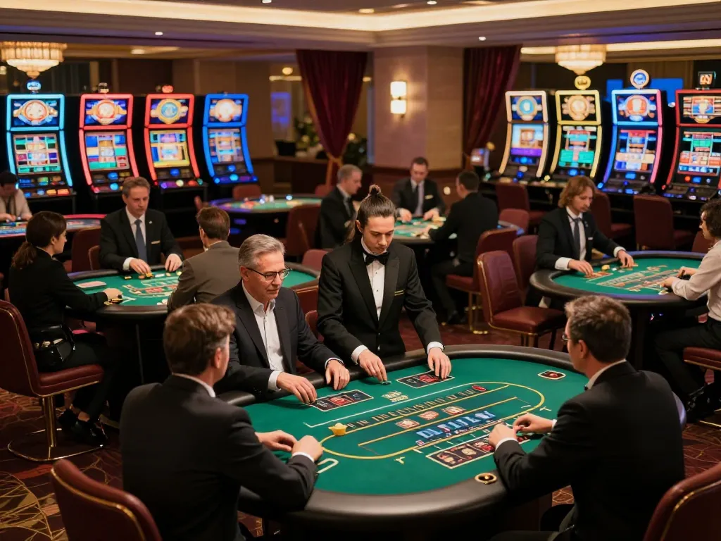 MIG8 players engaged in exciting live casino games with professional dealers in a luxurious setting.