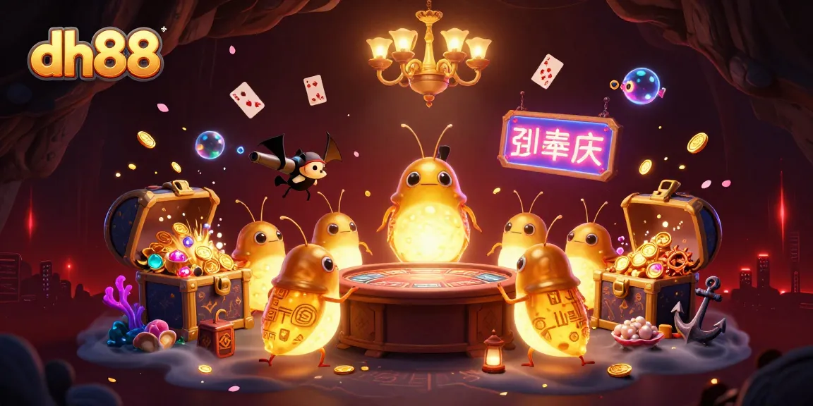Engage in thrilling gameplay at dh88 with glowworms lighting up a vibrant casino scene.