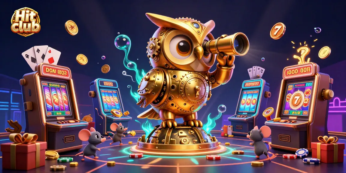 Experience thrilling games at Hit club with a vibrant casino scene featuring golden slots and dynamic elements.
