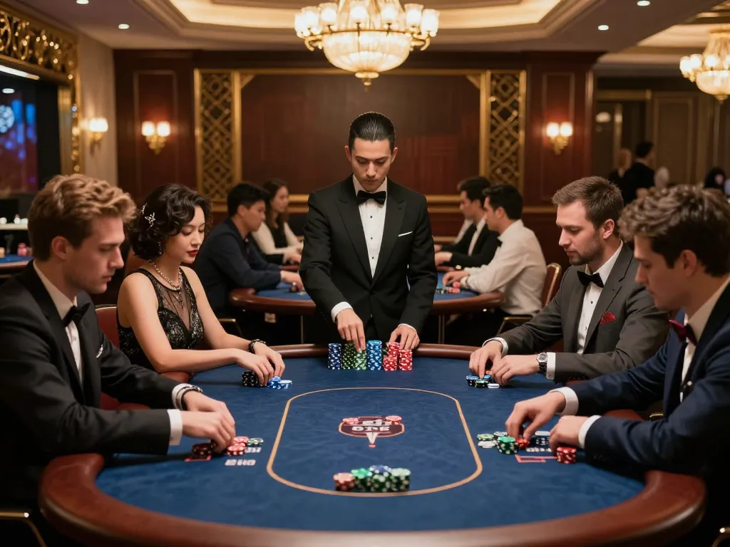Rachit enjoys high-stakes poker in a luxurious casino, showcasing intense gameplay and vibrant chips