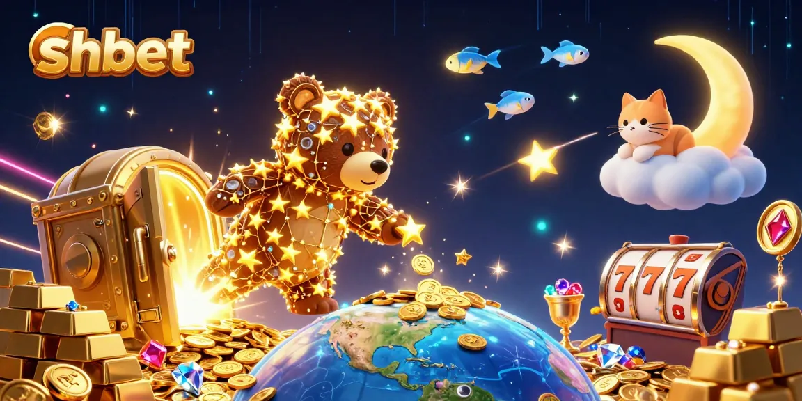Engage in thrilling shbet gaming experiences within a dazzling 3D casino illustration.