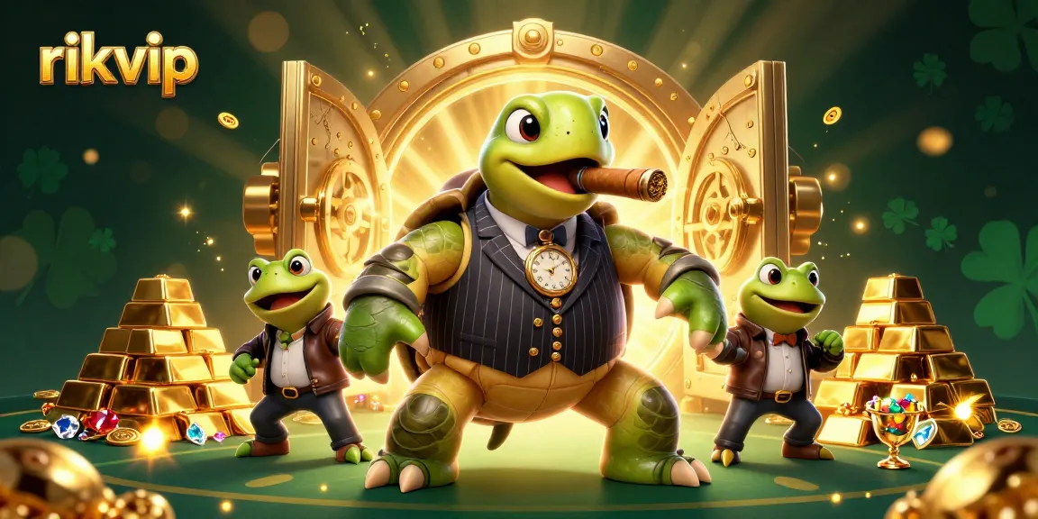 Experience the excitement of rikvip with a dynamic casino-themed 3D scene full of vibrant treasures.