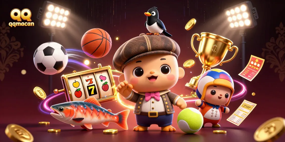 Engage in thrilling gaming action with QQMacan's vibrant slot adventure featuring charming characters and gold coins.