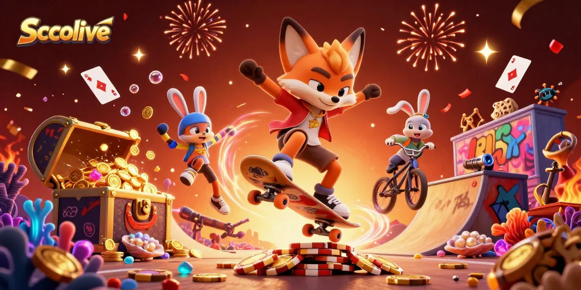 Socolive streams dynamic poker action, showcasing excitement with cartoon characters and casino symbols.