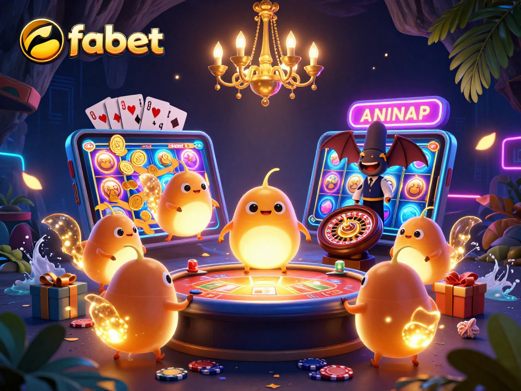 Experience fabet's vibrant glow with cartoon glowworms illuminating a unique cave casino scene.
