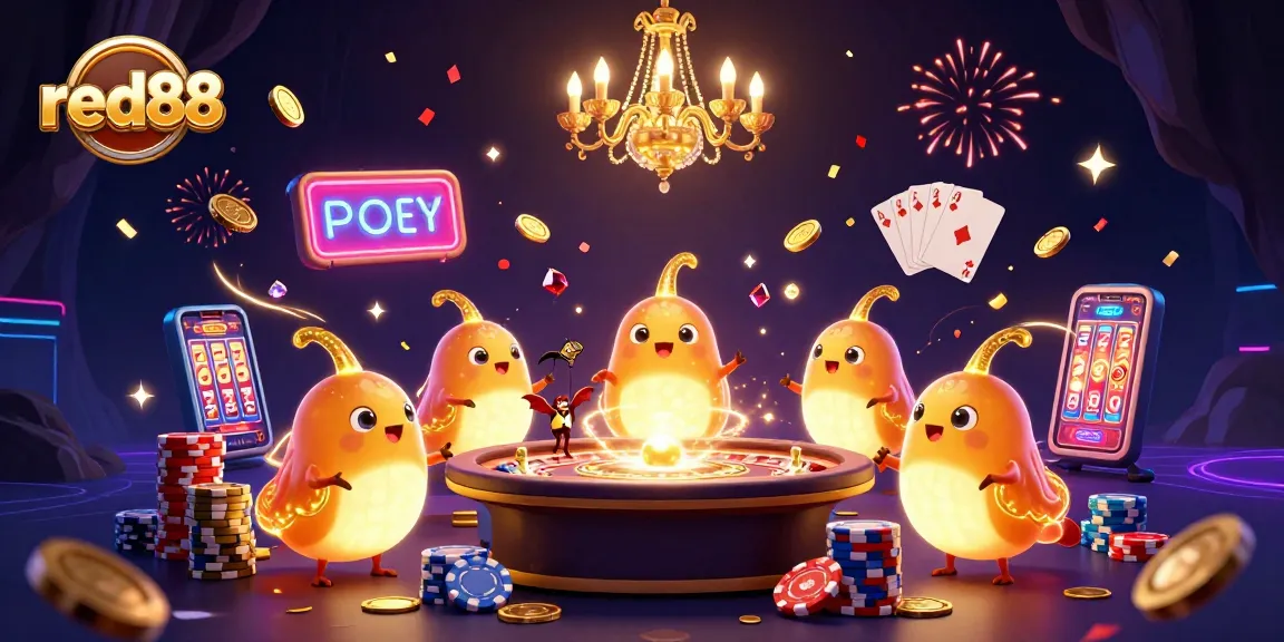 Experience the excitement of red88 as glowworms illuminate a cave casino with vibrant game elements.