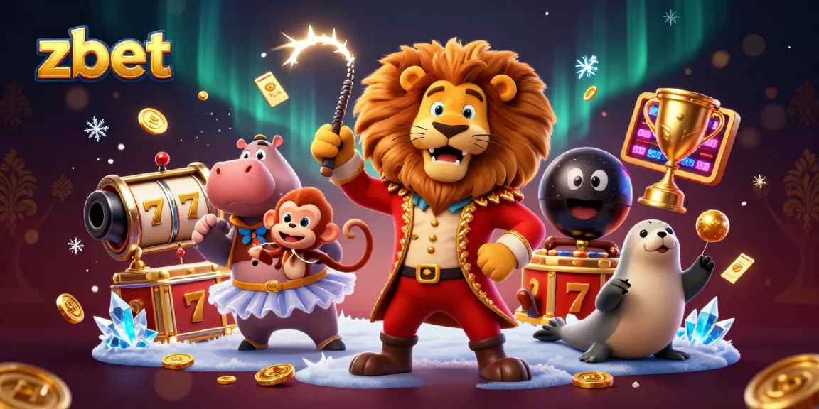 Experience the vibrant world of zbet with a lively 3D circus-themed casino illustration featuring energetic characters.