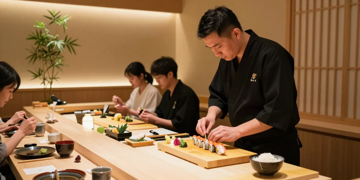 rokok88 fresh sushi rolls being crafted by a skilled chef in a modern restaurant