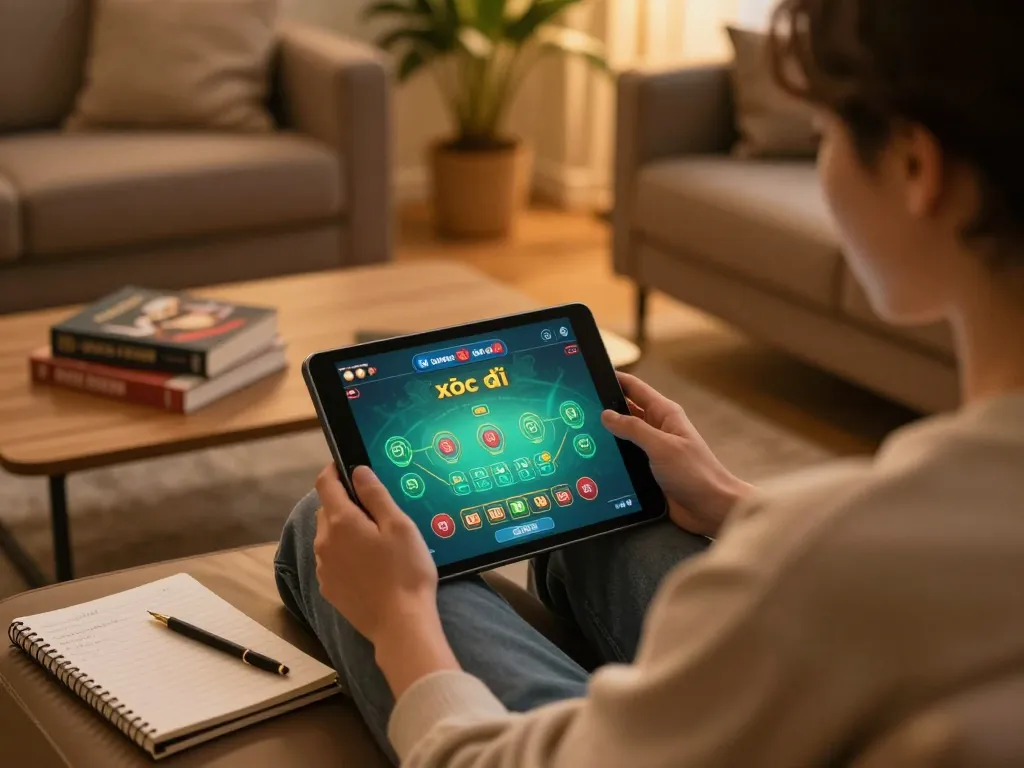 xóc đĩa online gaming experience in a cozy home setup with strategy notes