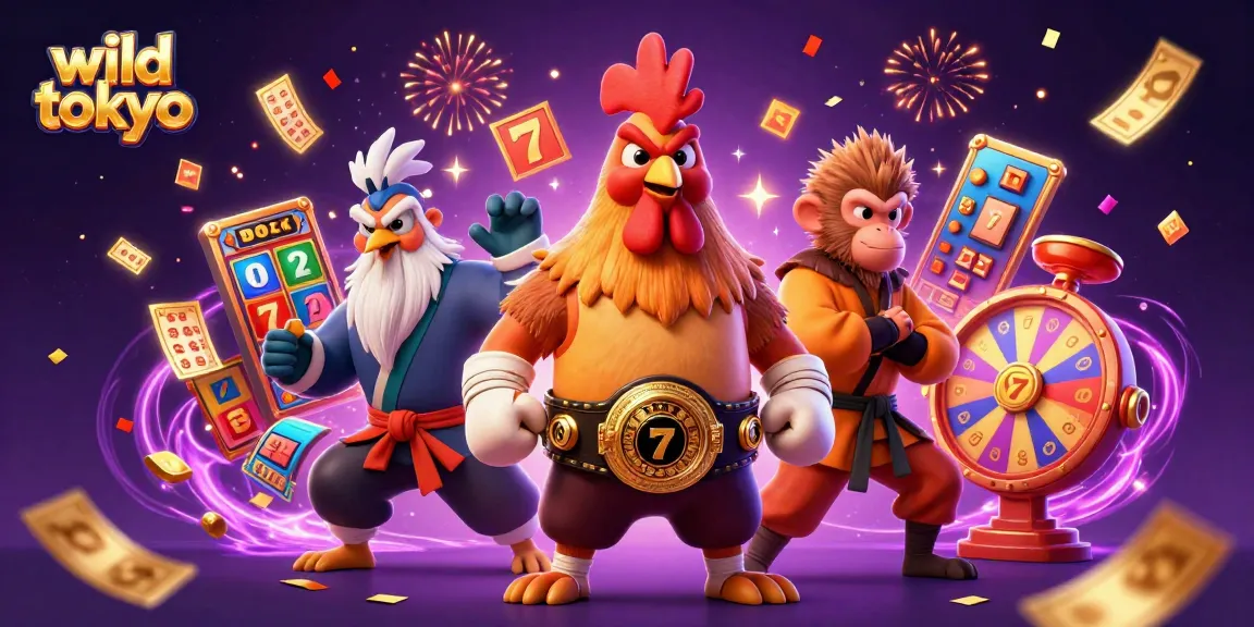Experience wild tokyo with vibrant slot reels and dynamic casino elements in this captivating scene.