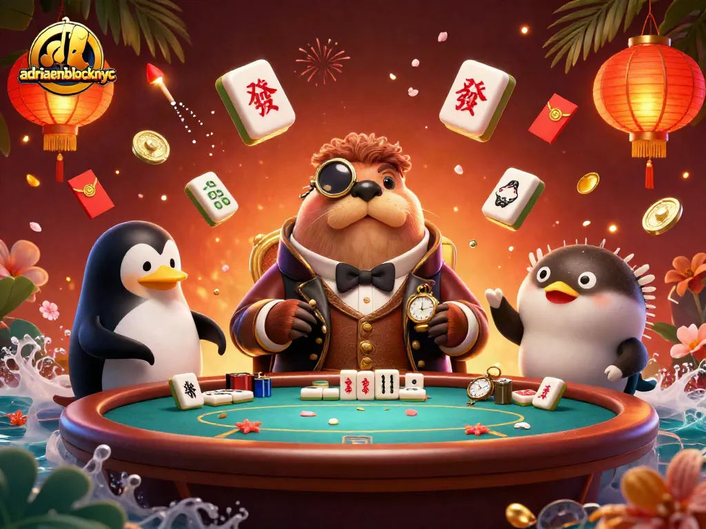Experience thrilling poker action with adriaenblocknyc featuring a walrus, penguin dealer, and bluffing pufferfish.