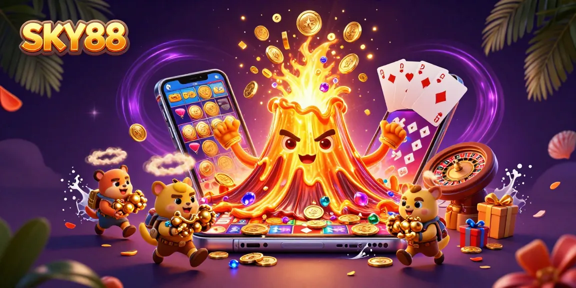 Play thrilling casino games at SKY88, where golden treasures erupt in an exciting 3D adventure.