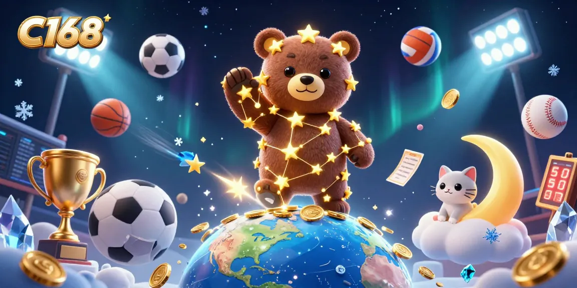 C168 engages players in a vibrant, dynamic casino scene filled with animated sports elements and dazzling characters.