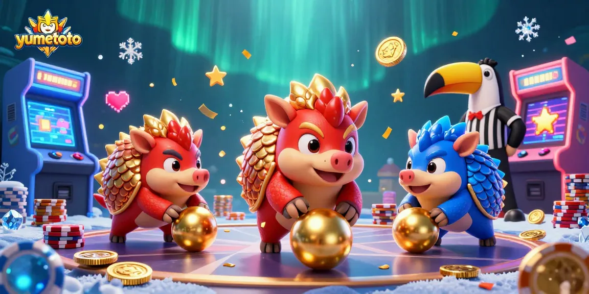 Engage with yumetoto in an exciting casino scene featuring vibrant pangolins and dynamic gaming elements.