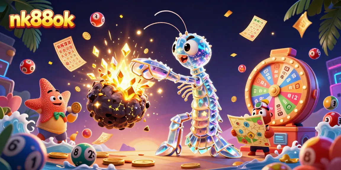 Engage with nk88ok's thrilling game elements featuring a mantis shrimp hero and vibrant lottery dynamics.