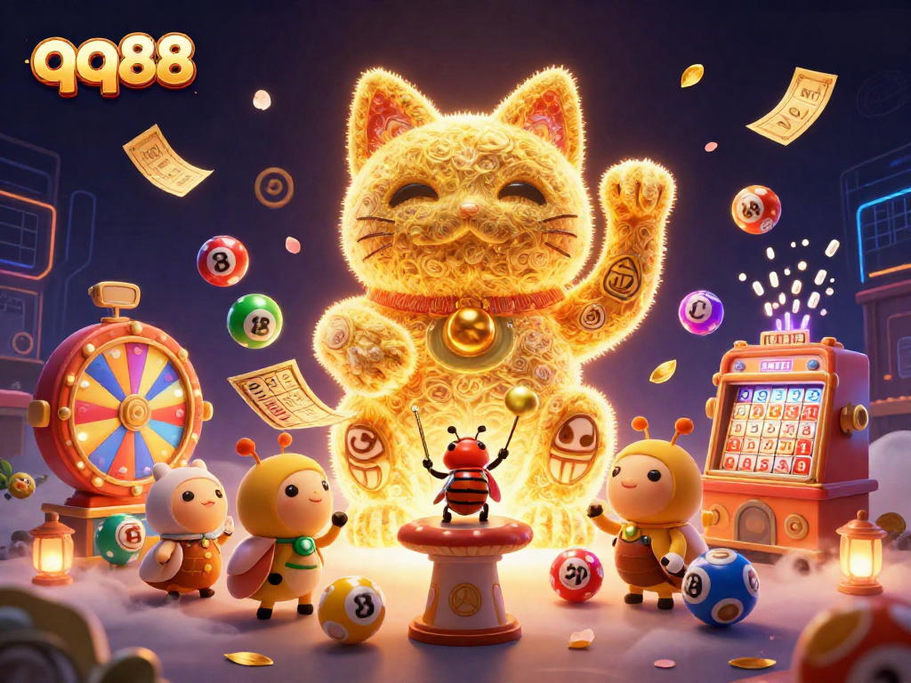 Get ready to win with qq88's colorful slots and games, captured in a vibrant 3D scene.