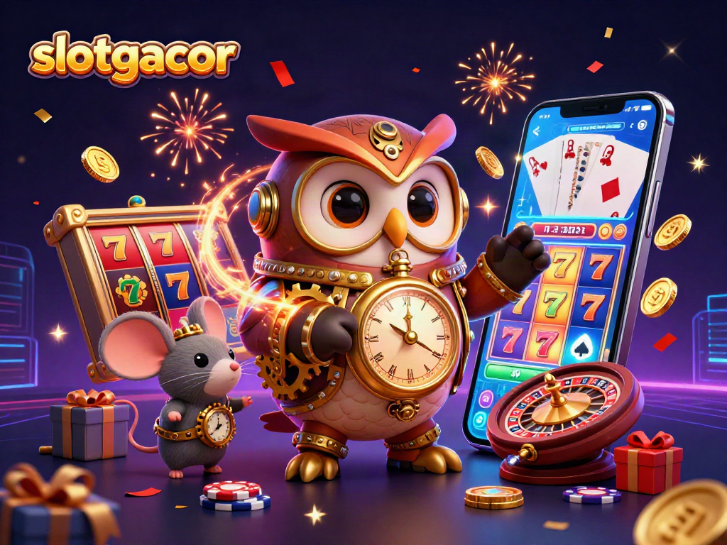Experience the excitement of slotgacor as the time-traveling owl spins vibrant slot games and jackpots.