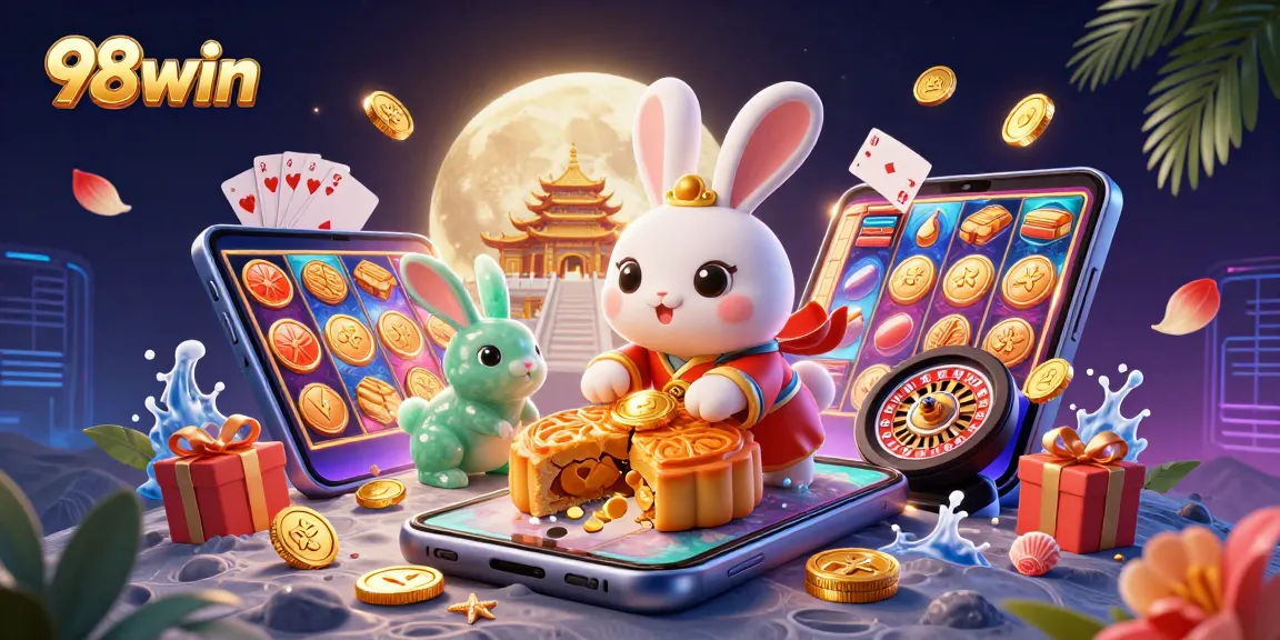 Engage with 98win's thrilling gaming experience featuring vibrant casino elements and exciting characters.
