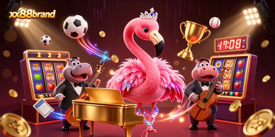 Experience the thrill of xx88brand with a vibrant casino scene featuring a flamingo singer and dynamic game elements.