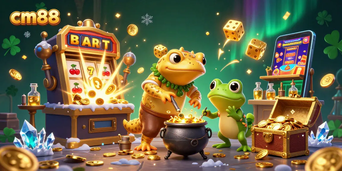 Experience the magic of cm88 with a golden salamander alchemist in a bustling casino