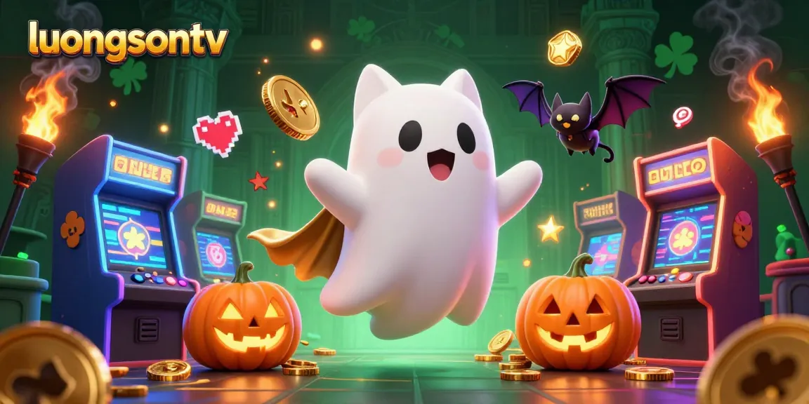 Experience the thrill of luongsontv as a ghost cat navigates a haunted casino filled with games and treasures.