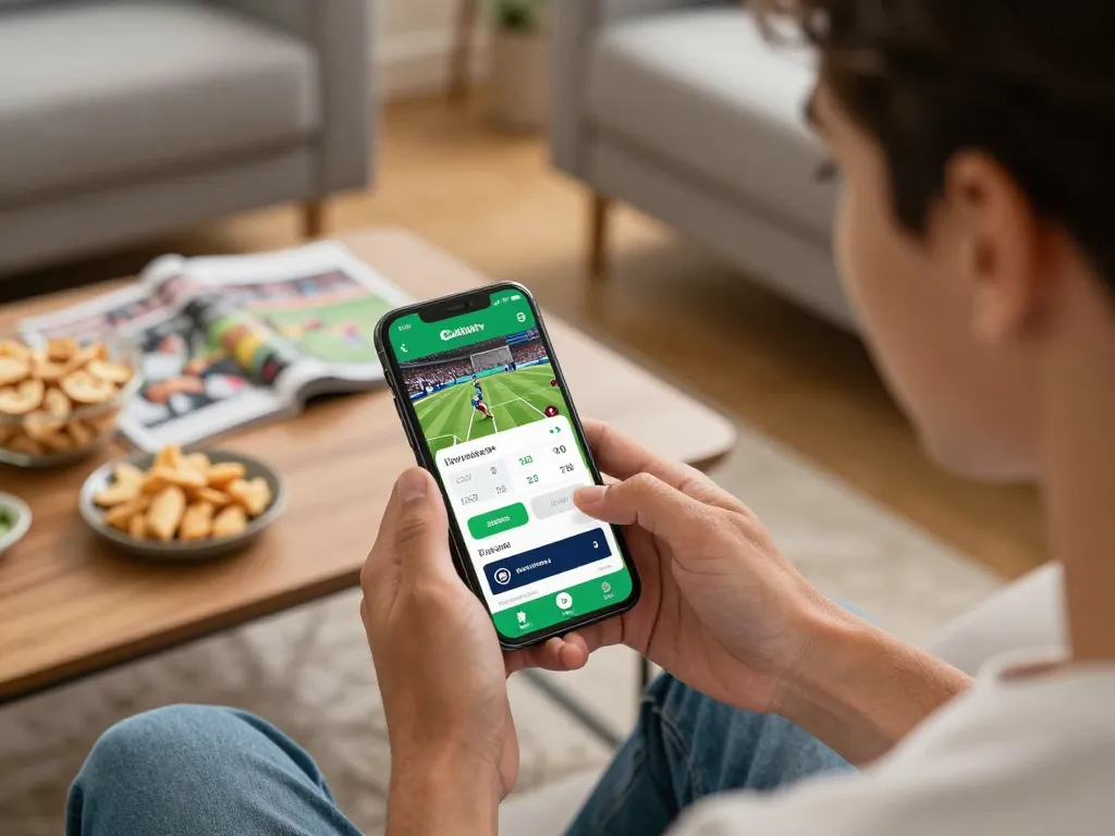Cakhiatv app user analyzing live betting odds in a cozy setting.