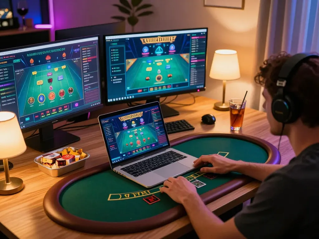 Player engaging in an online blackjack game, showcasing the impactxoft features of interactive gaming.