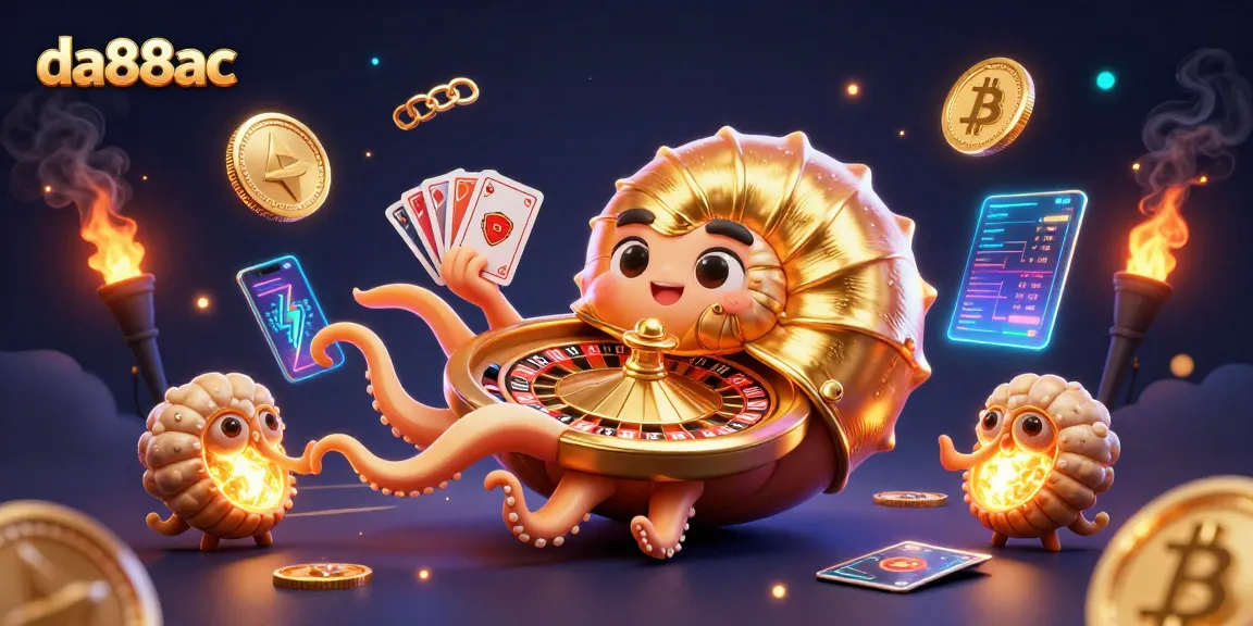 Engage with the da88ac casino featuring vibrant characters and crypto elements in a colorful scene.