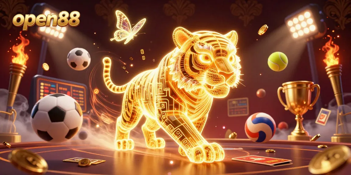 Bet on open88 with captivating games in a vibrant digital casino scene showcasing thrilling sports action.
