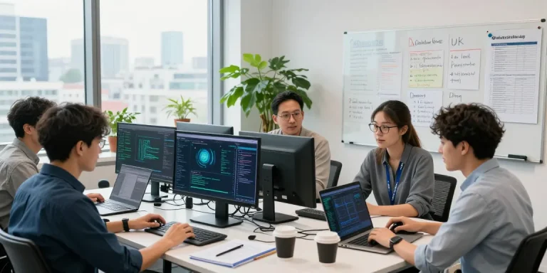 Team discussing cyber essentials UK certification strategies in modern office
