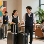Check-in at ROKOK88 Hotel Jakarta Pusat, showcasing welcoming atmosphere and attentive staff.