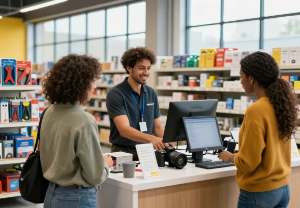 rokok88 marketplace showcasing diverse industrial products with customer and staff interaction